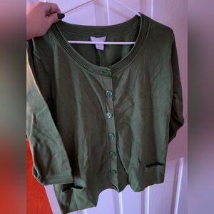 ALFRED SUNG Forest Green Knit Top